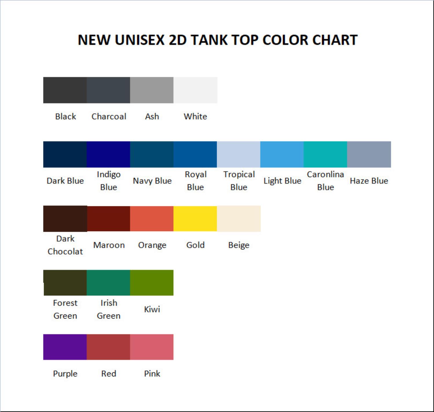 tank top color chart - Gachiakuta Store