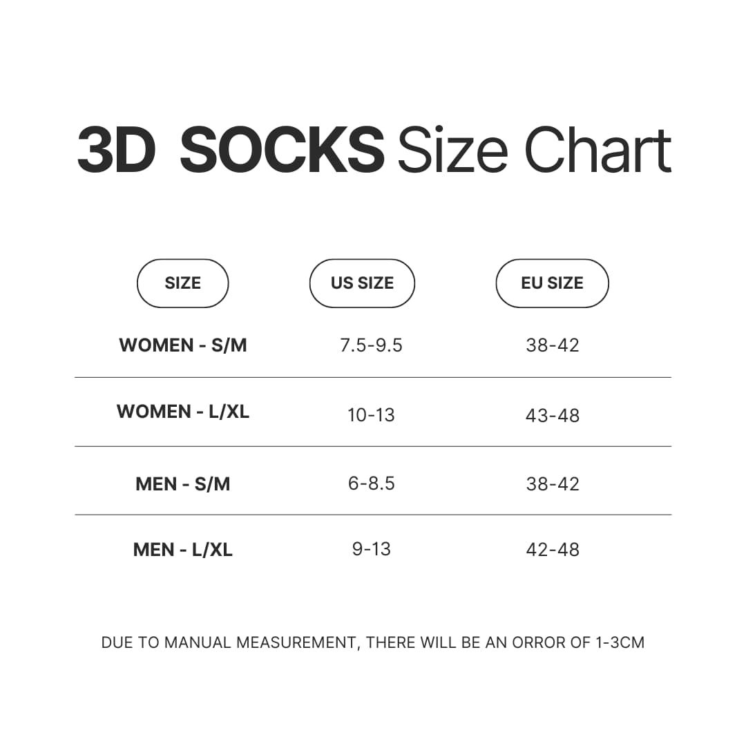 3D Socks Size Chart - Gachiakuta Store