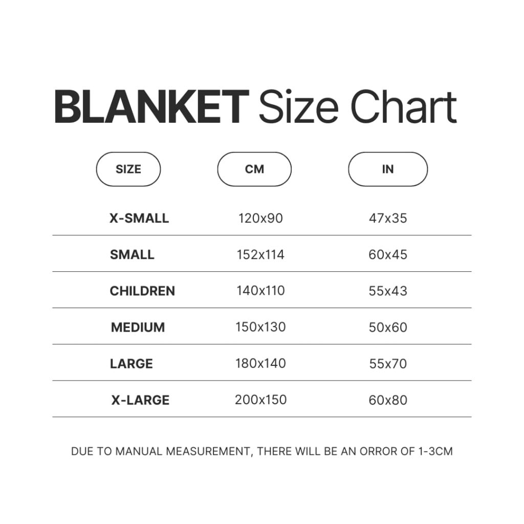 Blanket Size Chart - Gachiakuta Store