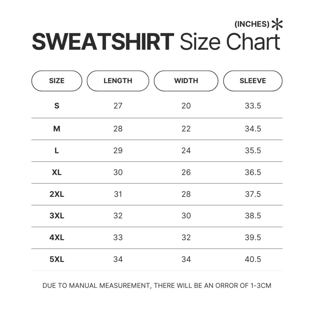 Sweatshirt Size Chart - Gachiakuta Store