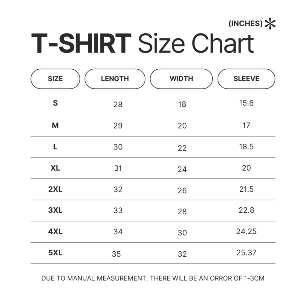 T shirt Size Chart - Gachiakuta Store